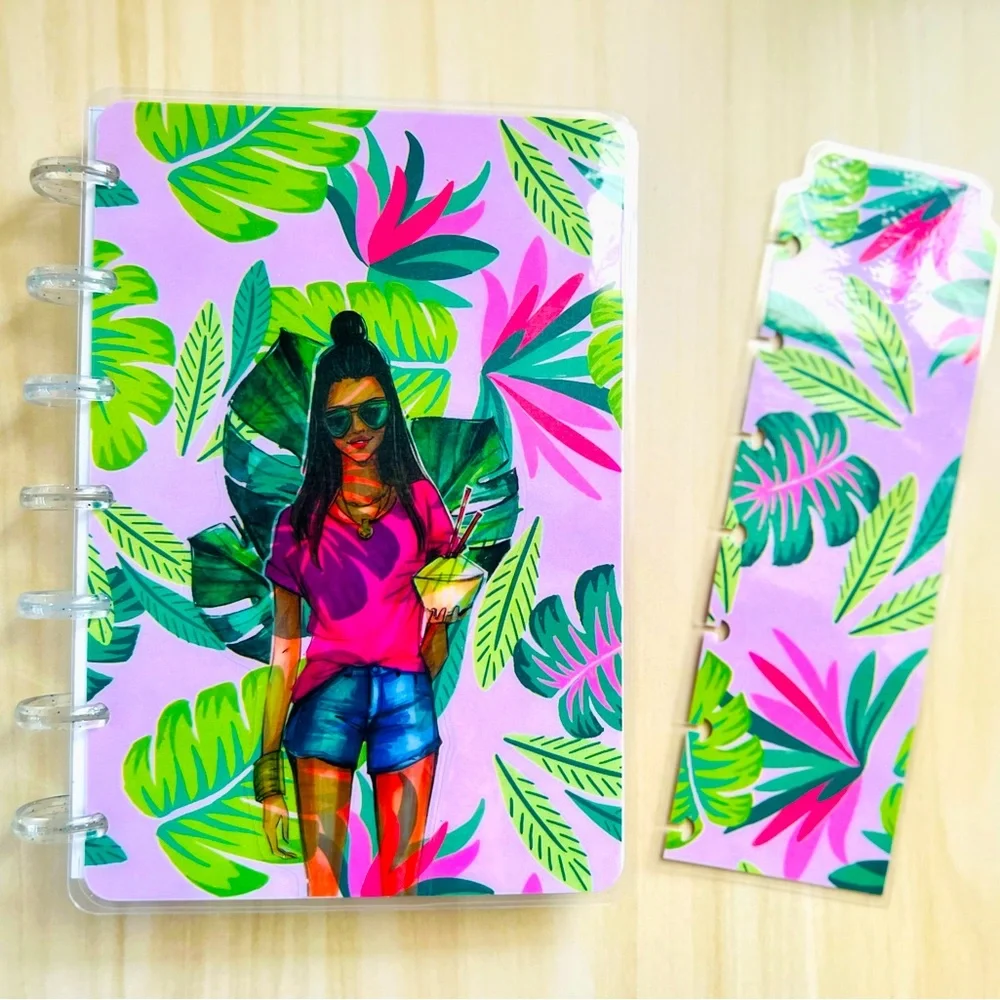 Happy planner mini size tropical girl pineapple fruits weekly layout